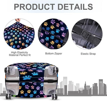 ANNA QUEEN Dragonfly & Floral Luggage Cover, Night Sky & Floral Design, Stretchable, Washable Travel Protector for 20-34 Inch Suitcases