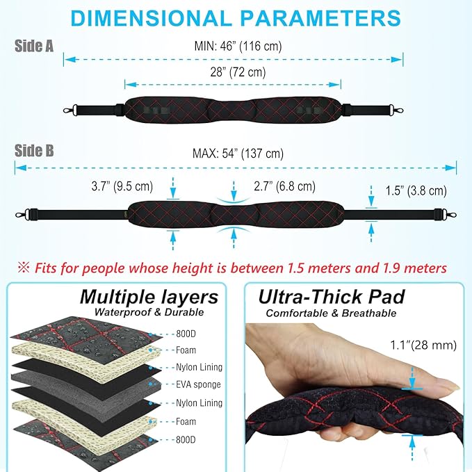 2 in 1 Anti-theft Bag Shoulder Strap with Pockets, 54 inch Travel Belt Ultra-Wide and Thick, Comfort and Stylish