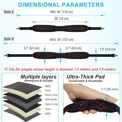 2 in 1 Anti-theft Bag Shoulder Strap with Pockets, 54 inch Travel Belt Ultra-Wide and Thick, Comfort and Stylish