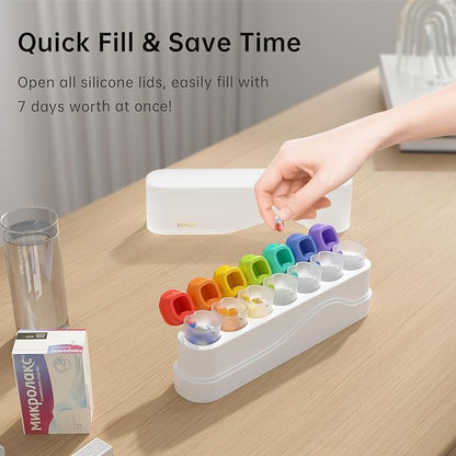 Weekly Pill Organizer 1 Time a Day, KOVIUU Removable Pill Box 7 Day, Portable Travel Pill Case, Once Daily Medication Container Holder, Week Pillbox Dispenser for Vitamin Medicine Supplement, White