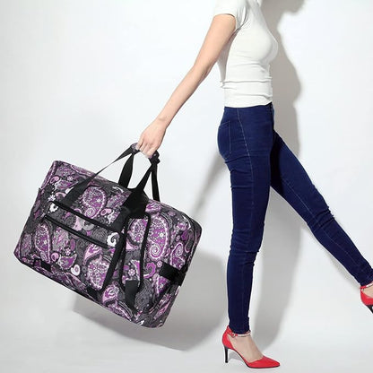 F.FETIVIN Weekender Bag Carry On Travel Duffle Medium Overnight Bag for Women(Purple Paisley)