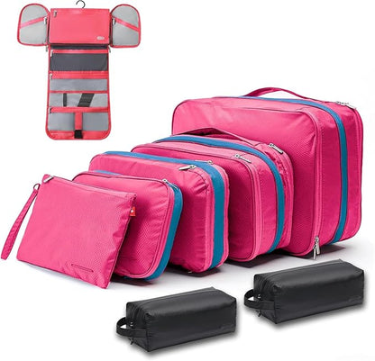 Bee Nesting BeeNesting Waterproof Compression Packing Cubes 5/6/8 sets, Large Travel Packing organizers for Carry on Luggage, 2 Sides Expandable Storage Bags