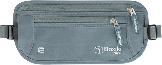 Money Belt for Travel w/RFID Blocking Technology - Hidden Travel Money Pouch for Cash, Credit Cards, Passport, and Travel Valuables - Secure Water Resistant Money Belt for Men & Women - Gray
