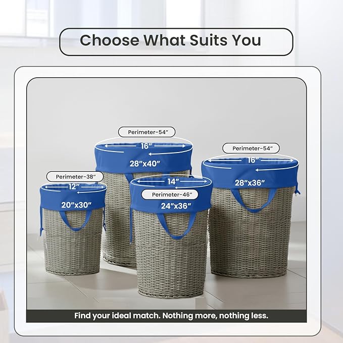 LFH Home Large Premium Cotton Canvas Laundry Bag with Drawstring and Handles Heavy Duty, Multi-Use, and Washable for Home, Travel, College or Storage 28x40 (Pack of 4)-Sky Blue