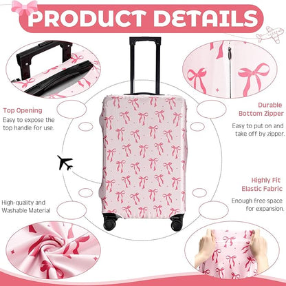 Sherr 3 Pieces Travel Luggage Cover Suitcase Protector Anti Scratch Suitcase Washable Baggage Covers (S/medium/l,Pink Bow,Pink)