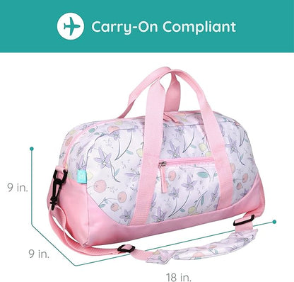 JumpOff Jo by Wildkin Overnighter Duffel Bag – Lightweight Travel Bag for Kids - Fairy Blossom