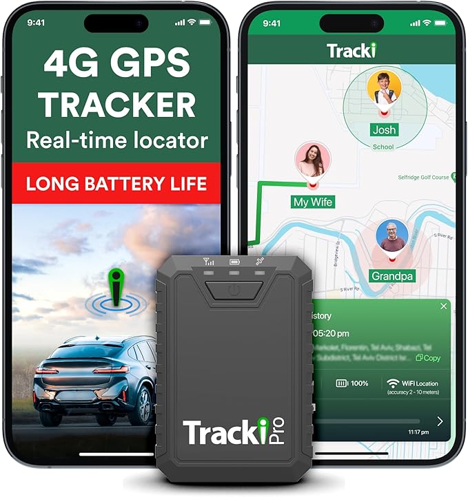 Tracki Pro GPS Tracker for Vehicles – Magnetic Waterproof 4G LTE Car Tracker, Long-Life Battery Up to 7 Months, Unlimited Distance, Smart Alerts, Hidden Tracking Device (Subscription Required)