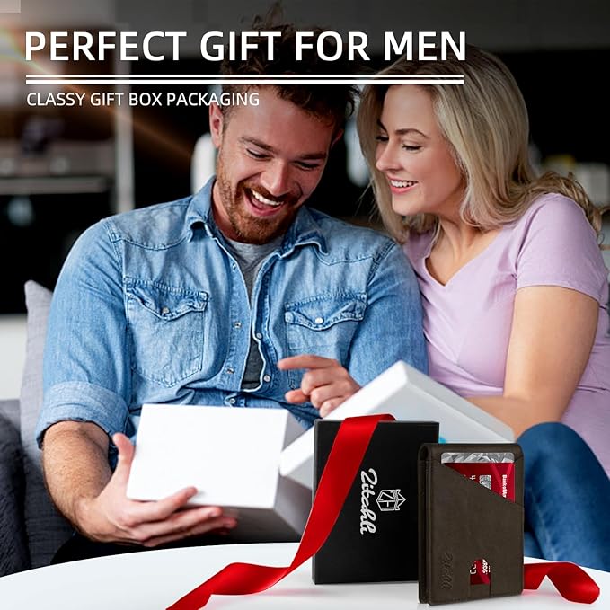 Zitahli Wallet for Men Slim 11 Credit Card Holder RFID Blocking Small Men's Wallet Bifold Minimalist Front Pocket With Mens Gifts Box