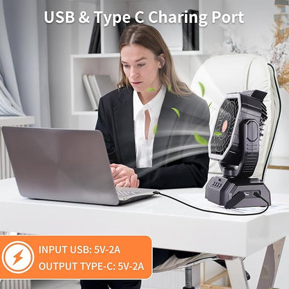 AVV 20000mAh High Speed Portable Camping Rechargeable Fan with Remote Control, Battery Powered with Auto Oscillating with Camping Essentials Accessories for Outdoor, Beach, Patio, Tent, Black