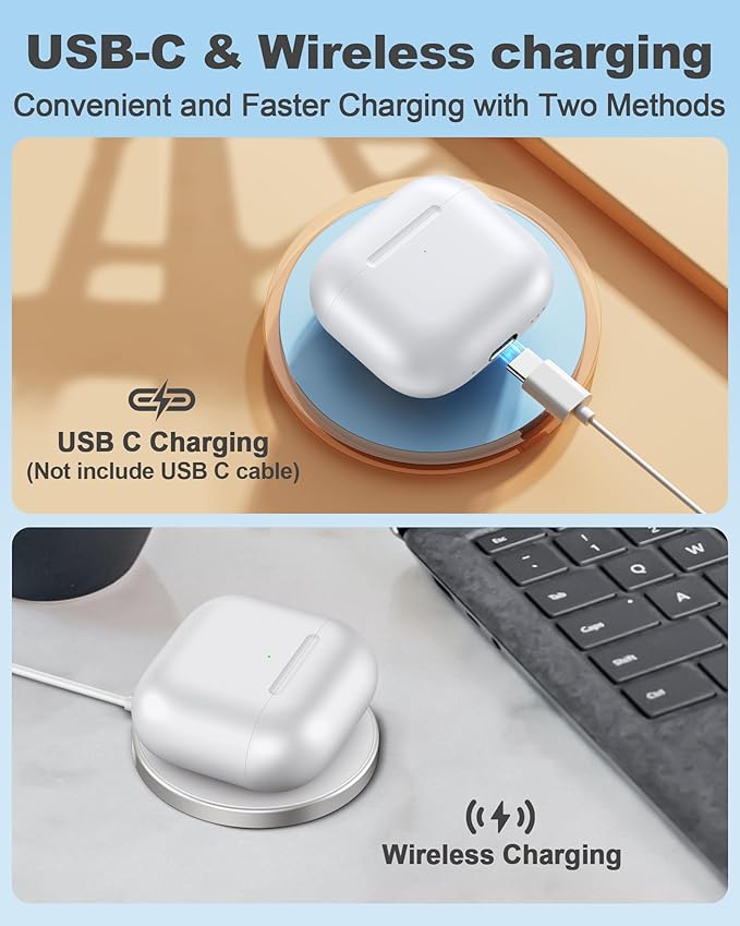 CIVPOWER Charging Case Replacement for Air pods 4th, Compatible for Air Pod 4th Generation Wireless Charger Cases with Bluetooth Pairing (No Earbuds) - White