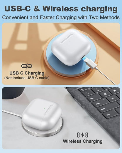 CIVPOWER Charging Case Replacement for Air pods 4th, Compatible for Air Pod 4th Generation Wireless Charger Cases with Bluetooth Pairing (No Earbuds) - White