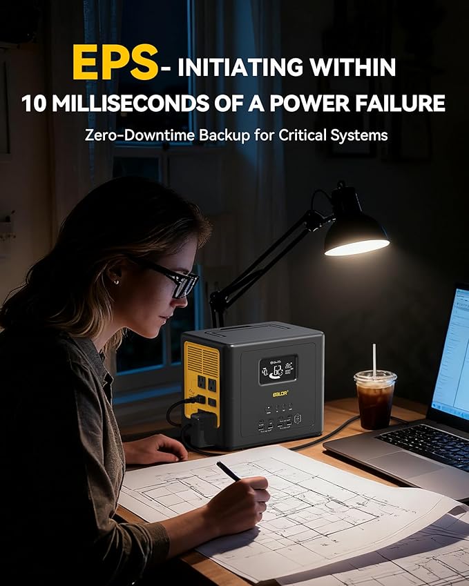 BALDR Portable Power Station 1042Wh Camping Lithium Battery Solar Generator Fast Charging with AC Outlet 1200W Peak Power Bank for Home Backup Outdoor Emergency