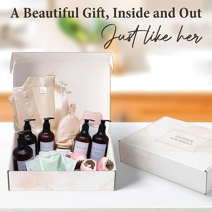 17-Piece Luxury Gift Set with Robe | Complete INFUSÉ White Tea & Coconut Bath Collection | Self-Care Kit with Bath Bombs, Face Masks & Hair Care | Bridesmaid, Mom, Wife, Grandma or Loved Ones