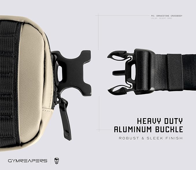 Gymreapers Travel Small Crossbody Bags for Men & Women with Hidden Pocket - Waterproof Crosssbody Fanny Pack for Men with Adjustable Shoulder Sling Belt for Traveling, Running & Hiking (Desert Sand)