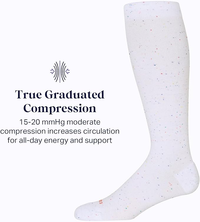 Comrad Recycled Cotton Knee High Socks - 15-20mmHg Graduated Compression Socks - Soft & Breathable Support Socks, Unisex