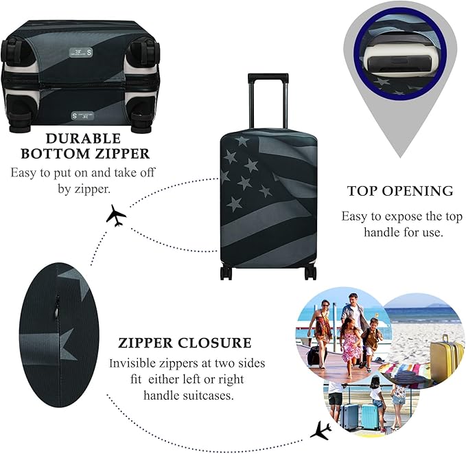 Explore Land Travel Luggage Cover Suitcase Protector Fits 31-32 Inch Case (Flag, XL)