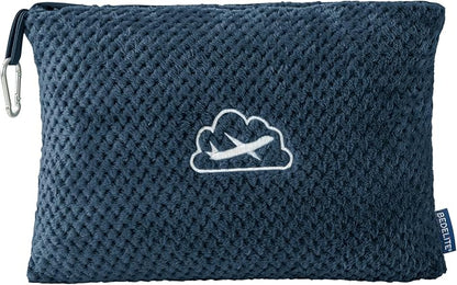BEDELITE Travel Blanket with Bag, Ultra-Soft Jacquard Fleece Blanket with Luggage Sleeve & Backpack Clip, Airplane Blanket Travel Essentials, Navy