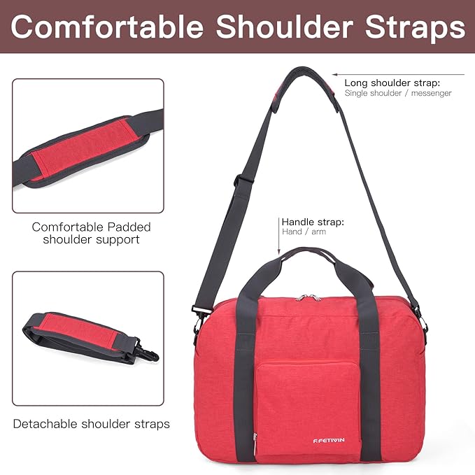 For Spirit Airlines Personal Item Bag 17.7x12.6x6.3 Foldable Travel Duffel Bag Underseat Carry-on Luggage for Women and men 25L(Orangered)