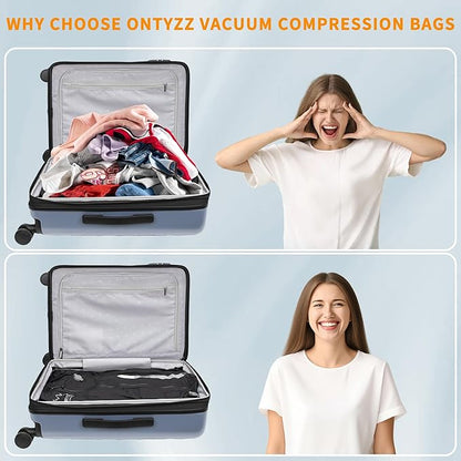 ONTYZZ TPU Vacuum Bag for Travel Reusable Compression Bag with IPX8 Waterproof Zipper Durable Space Saver Bag，LargeTwo Pack Dark Black with Air pump