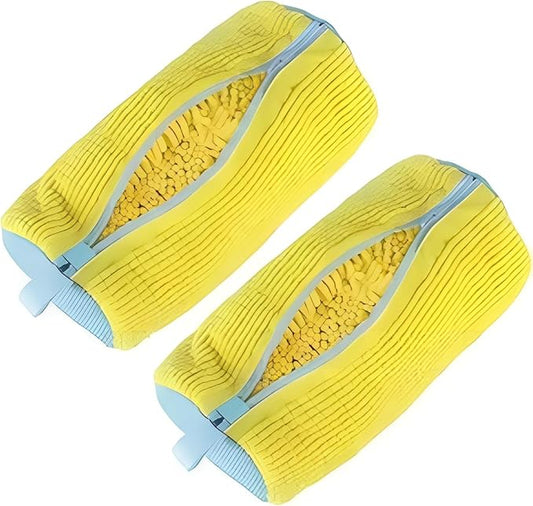 Shoe Cleaning Bag, Machine Washable Shoe Bag for Washing Machines and Dryers, 360 Deep Cleaning, Suitable for All Shoe Types, Reusable Sports Shoe Bag, 2-Pack, Yellow