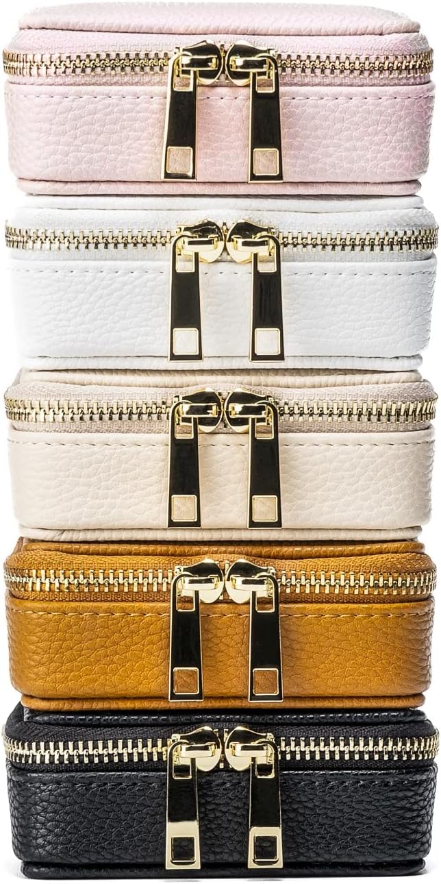 Weekly Travel Pill Organizer - Vegan Leather Pill Case with Removable 7 Day Pill Box, Travel Medicine Organizer for Medicine, Vitamin, Supplement (White)