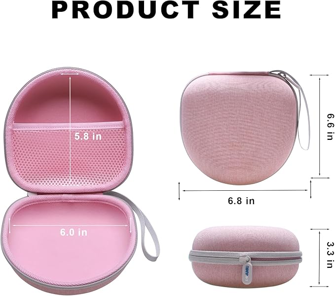 Kids Headphones Case Compatible with iClever BTH12 / BTH20/ BTH26/HS19, JoySpark, Candy Bila, EarFun, MIDOLA, IMYB Foldable Kids Headphones, Pink Travel Storage Bag(Case Only)