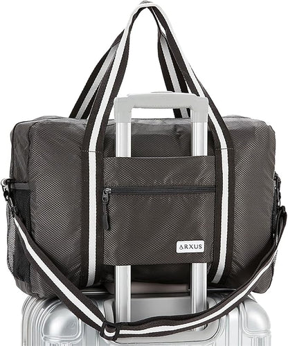 Arxus Foldable Tote Bag for Travel Expandable Lightweight Carry On Luggage 22L Packable Duffle Bag for Traveling