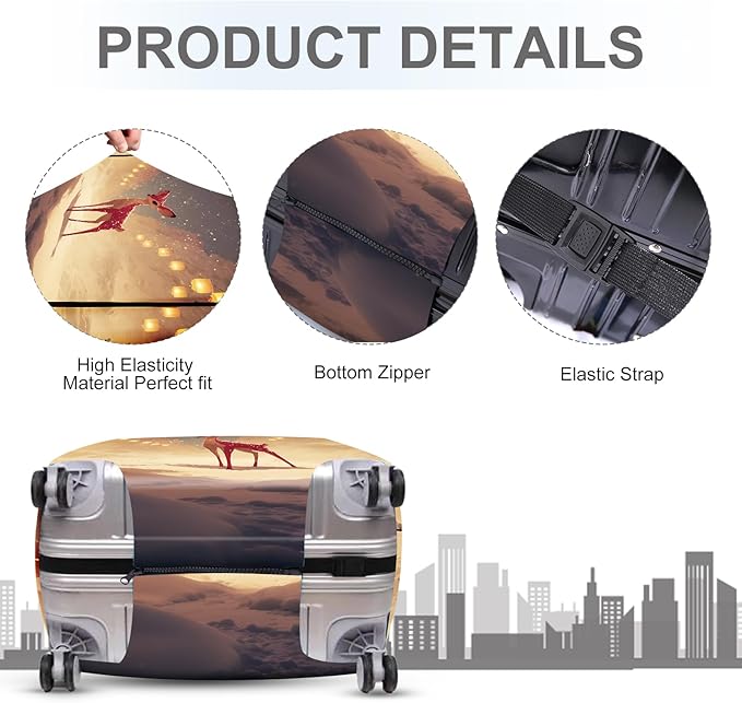 FOREVER QUEEN Christmas Elk Luggage Cover Suitcase Protector Suitcase Cover Anti-Scratch,Stretchable Bag Cover Washable Durable Polyester