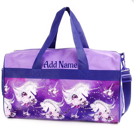 Personalized Kids 18 Inch Duffel Bag for Sports, Travel and Sleepover - Unicorn
