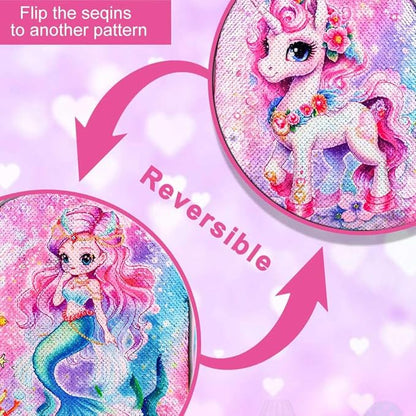 UFNDC Girls Mermaid Luggage, Rolling Suitcase with Wheels, Travel Carry on for Children Toddler Elementary