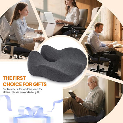 CXC Gel Seat Cushion for Office Chair: 4-Zone Pressure Relief Memory Foam Pad with Cooling Tech - Sciatica Pain Relief Pillow | Desk Chair, Wheelchair, Floor Sitting, Long Driving & Classroom Use