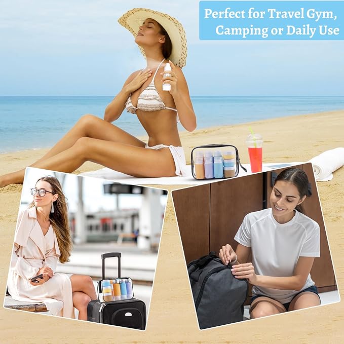 Silicone Travel Bottles, 25 Pack TSA Approved Travel Size Containers for Toiletries, Leak Proof Refillable & Squeezable Toiletry Bottles Kit with Clear Bag for Shampoo Lotion Cream Conditioner