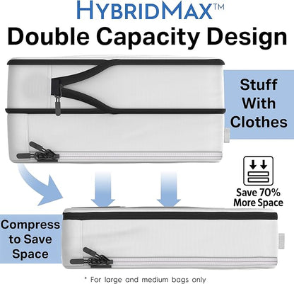 4-Piece Deluxe Compression Packing Cubes Travel - Maximize Space In Luggage With Double Capacity Design, Luxury Compressible Packing Cubes For Travel, Large, Small, & Medium Set