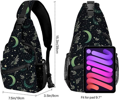 Moon Sling Bag Travel Sling Backpack Lightweight Casual Daypack Women Chest Bags for Outdoor Sport Climbing Runners