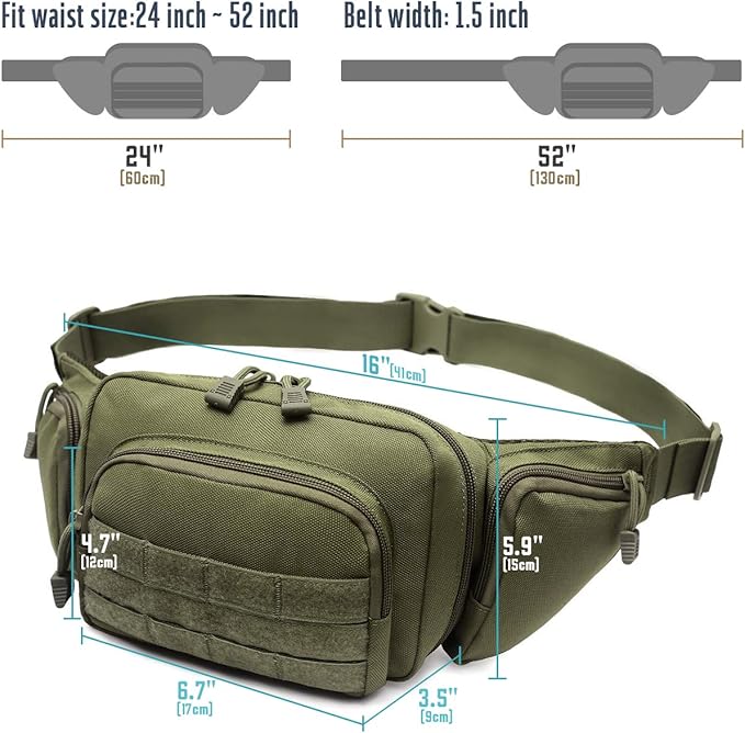 Tactical Fanny Pack for Men & Women, Concealed Carry Fanny Pack for Men, Adjustable Waist Bag, Compact Travel Belt Bag, CCW Fanny Pack with U.S Flag Patch