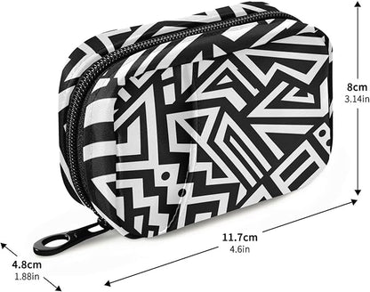 Black and White Geometry Pill Organizer Box Case Container Holder 7 Days Weekly Travel Cute Vitamin Dispenser Sorter Planner Storage Small Compact Men Women