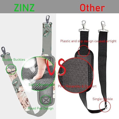 ZINZ 77 Inch Shoulder Strap Univesal Bag Strap with Fixed Pad Ultra Thick Plus Long & Breathable Cushion, Replacement Strap for Bags,Gray Rose