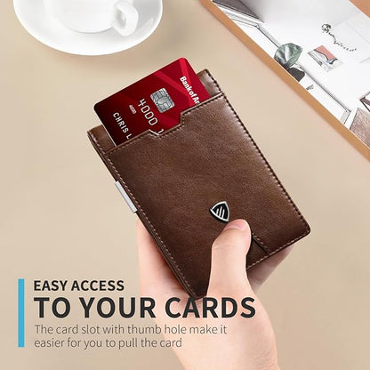 RUNBOX Mens Slim Wallet with Money Clip RFID Blocking Bifold Credit Card Holder for Men with Gift Box