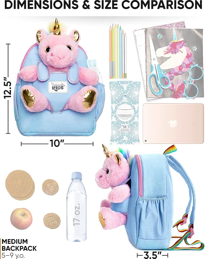 Naturally KIDS Pink Unicorn Toys for Girls Age 4-6, Gifts for 5 Year Old Girls, Toddler Unicorn Backpack