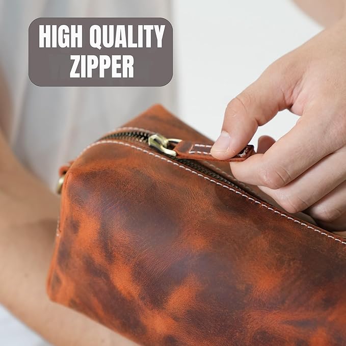 For the Man Who Has Everything - Personalized Leather Toiletry Bag for Men - Custom Dopp Kit with Monogram - Shaving & Travel Bag - Engraved Gift for Groomsmen, Dad, Husband, Anniversary