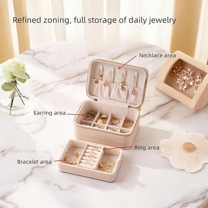 small travel jewelry case,Double Layer Travel Jewelry Box Organizer, Leather Case with Necklace Holder and Ring Storage/box organizer storage