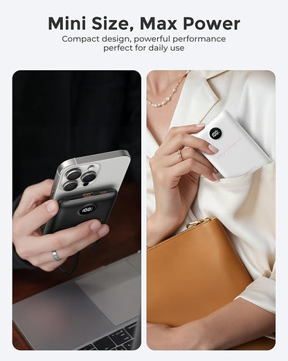 VEEKTOMX Portable Charger Built-in Cables, Slim Power Bank for iPhone, Fast Charge USB C Battery Pack Travel Essentials Phone Charger Compatible with iPhone 17/16/15/14, Samsung S25/24