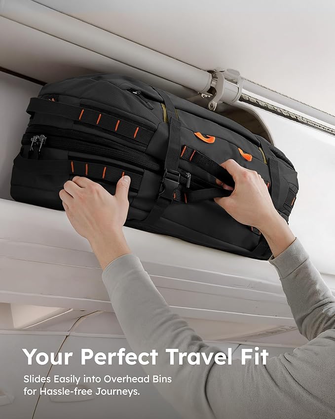 Tolaccea Travel Backpack for Men Women, 40L-50L Carry On Backpack with Wet Dry Compartment, TSA Approved Laptop Daypack Fits 15.6", Convertible Expandable Large Rucksack Duffel Bag for Work Travel