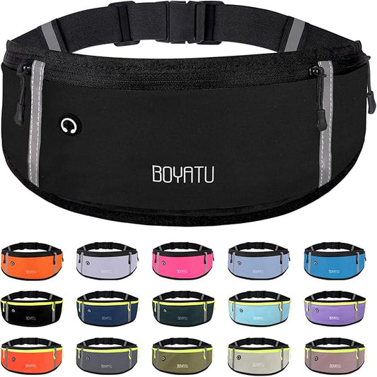 Running Belt Waist Fanny Pack: Slim Phone Holder Workout Pouch for Walking JoggingBlack