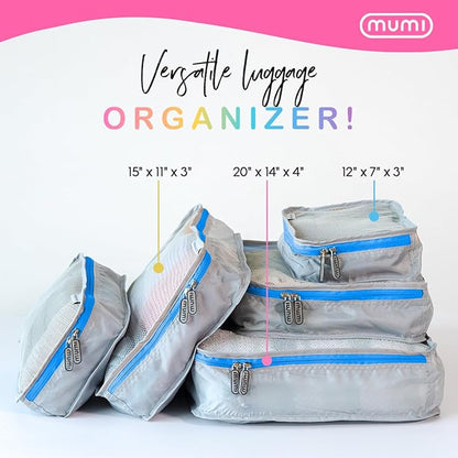 MUMI Packing Cubes – 5-Piece Compression Packing Cubes for Travel, Luggage Organizers for Suitcases, Carry-On Bags, Backpacks, and Duffel Bags – Space-Saving Travel Essentials - Orange