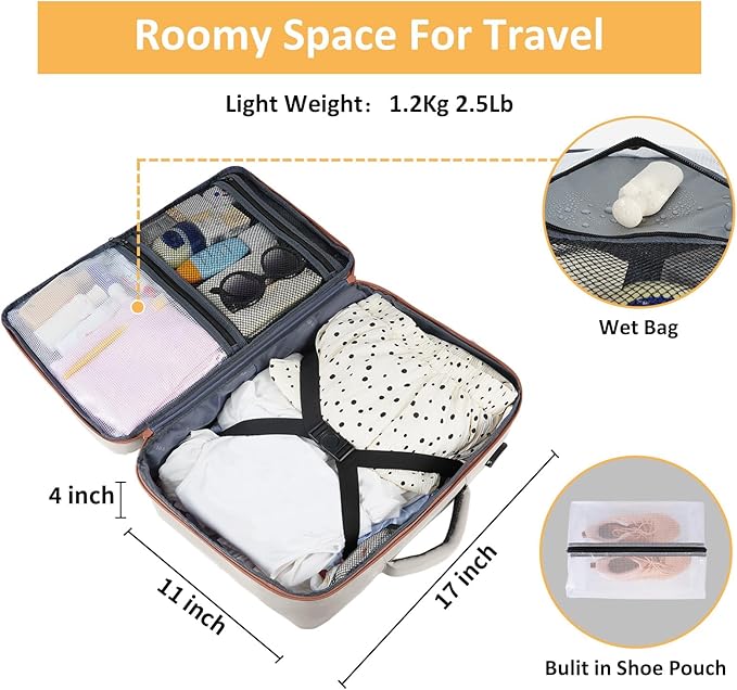 Taygeer Backpack for Women, College Backpack with Laptop Compartment & Shoe Pouch, 35l Travel Laptop Mochila Carry On Luggage, Airline Approved Personal Item Bag For Weekender Gym Hiking, Khaki White