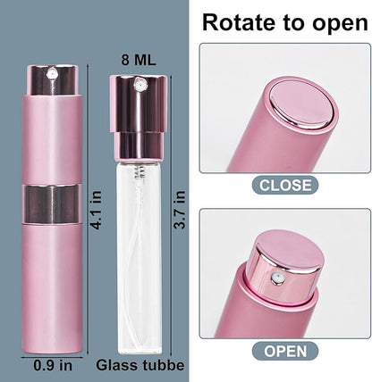 10 PCS 8ml Perfume Atomizer Refillable Bottle, Cologne Travel Spray Bottle, Mini Spray Empty for Refill, Refillable Portable Sprayer (Pink)