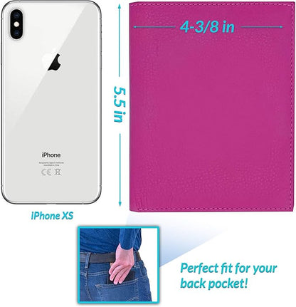 Hot Pink RFID Genuine Leather Passport Wallet