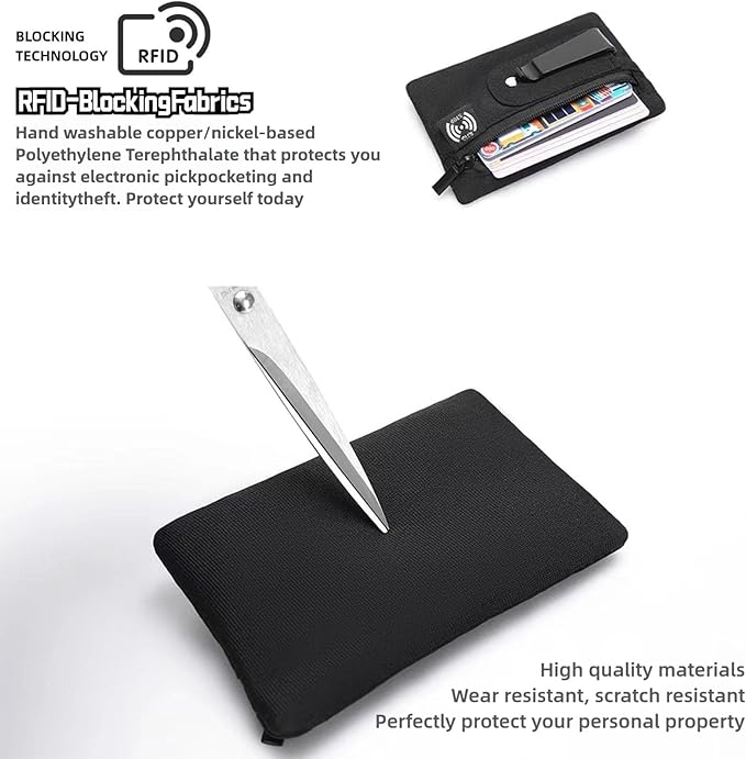 RFID Hidden Clip Stash Money Belt - Ultra Thin Anti-Theft Travel Pouch with Credit Card Slots for Women/Men, Perfect for International Travel, Daily Commute & Outdoor Activities (Black)