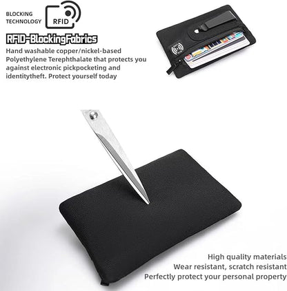 RFID Hidden Clip Stash Money Belt - Ultra Thin Anti-Theft Travel Pouch with Credit Card Slots for Women/Men, Perfect for International Travel, Daily Commute & Outdoor Activities (Black)